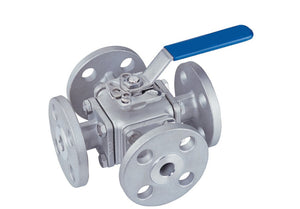 4 Way Flanged End Ball Valve
